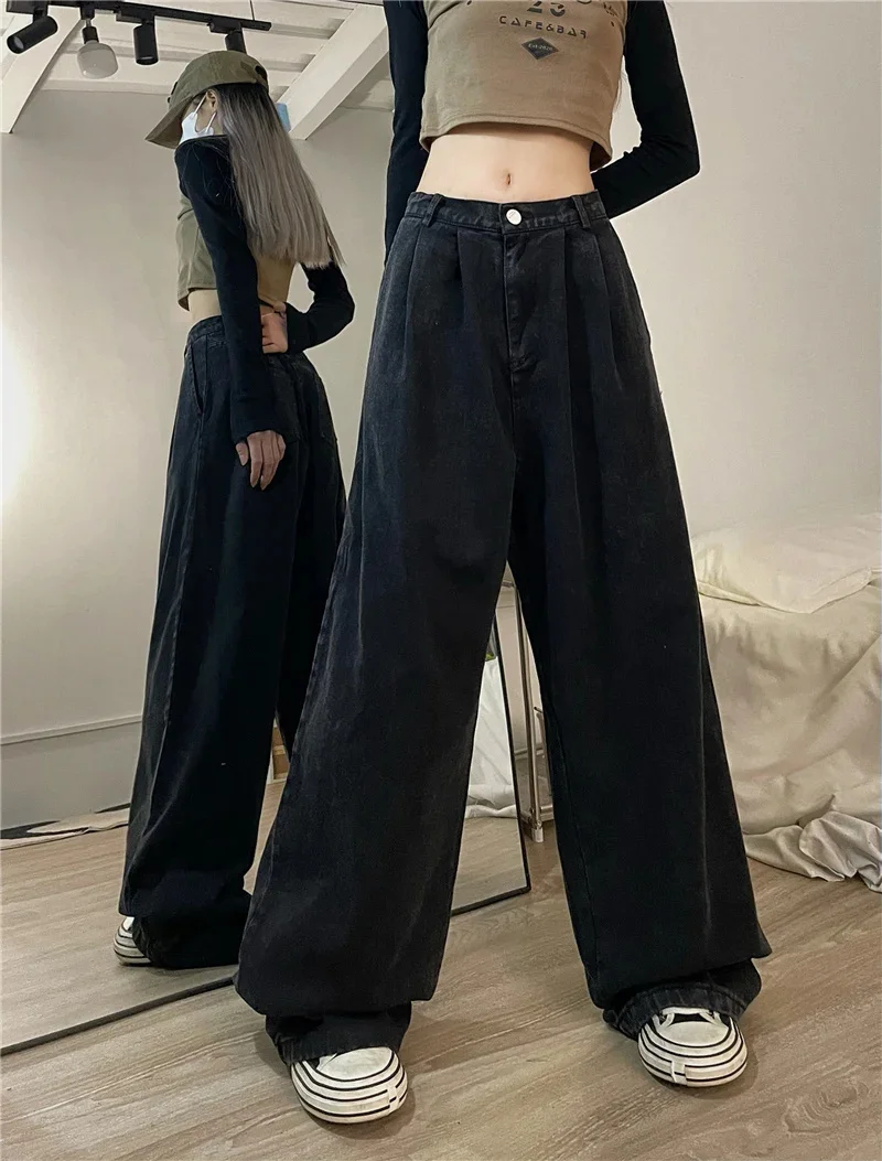 M-XL New 2023 Autumn Women's Casual Baggy Pants Loose Wide-Leg Full Length Trousers Pantalones Black Cotton Floor Jeans
M-XL New 2023 Autumn Women's Casual Baggy Pants Loose Wide-Leg Full Length Trousers Pantalones Black Cotton Floor Jeans