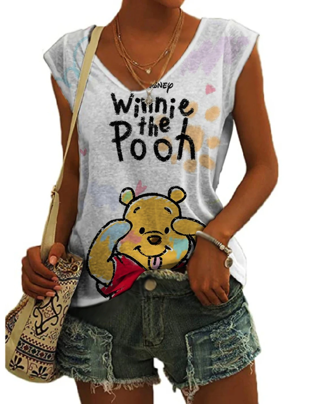 2023 Summer New Cute Winnie the Pooh Anime Street Sleeveless V-Neck Vest Shoulder Vest Disney Print Fashion Versatile Casual Lad
2023 Summer New Cute Winnie the Pooh Anime Street Sleeveless V-Neck Vest Shoulder Vest Disney Print Fashion Versatile Casual Lad