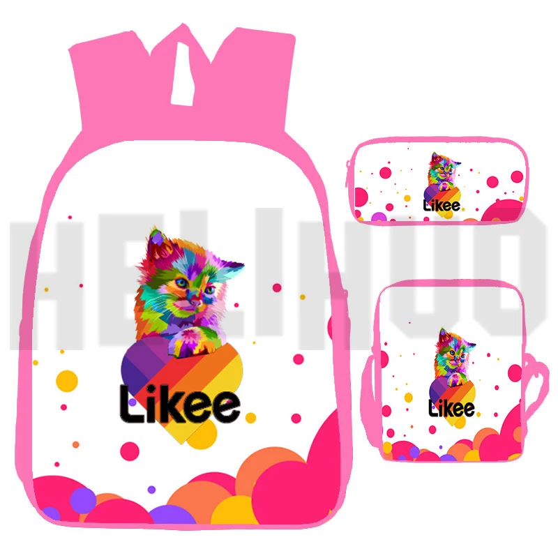 

3D Print Anime Like Video App Schoolbags Likee Backpack Pink Russia Style Travel Backpack Book Bag Teenager 3 Pcs/Set Backpack