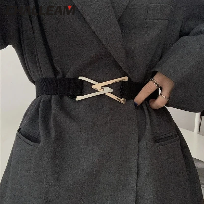 

Triangle belt women's decorative elastic band dress sweater all paired with fashionable metal buckle waist accessories x254