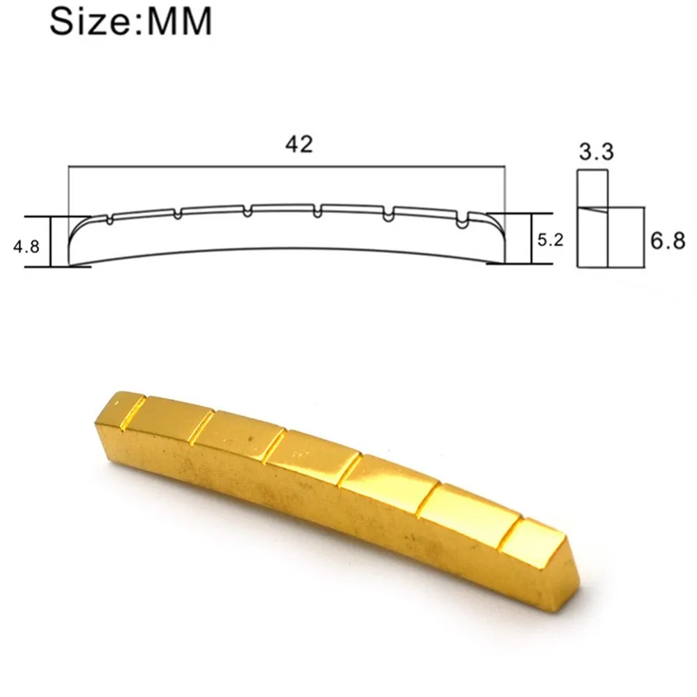 42mm Brass Curved Bottom 6 Strings Slotted Brass Nut For ST TL Telecaster Electric Guitar Replacement Accessories Parts Gold
42mm Brass Curved Bottom 6 Strings Slotted Brass Nut For ST TL Telecaster Electric Guitar Replacement Accessories Parts Gold
