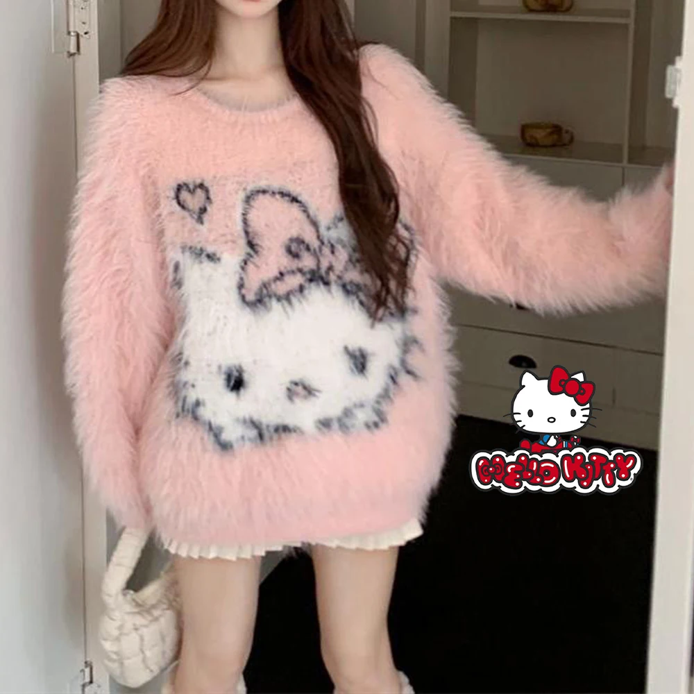 Hello Kitty Sanrio Soft Pullover Cartoon Autumn Winter Sweet Loose Sweaters Korean Cute Pink Knitted Shirt Y2k Aesthetic Tops
Hello Kitty Sanrio Soft Pullover Cartoon Autumn Winter Sweet Loose Sweaters Korean Cute Pink Knitted Shirt Y2k Aesthetic Tops