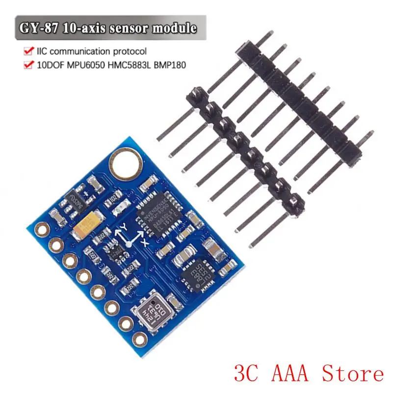 

GY-87 10DOF Module MPU6050 HMC5883L BMP180 GY87 Sensor Module GY87 For Arduino