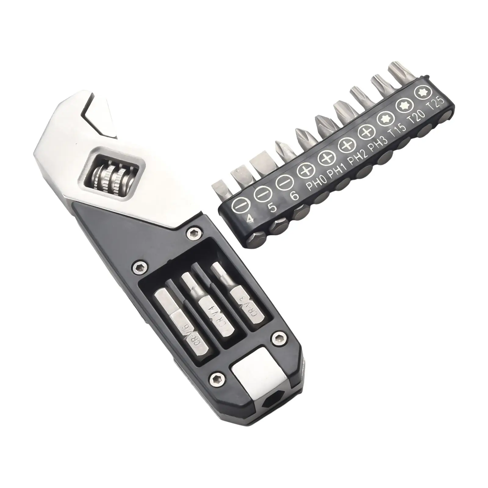 Adjustable Wrench Stainless Steel Folding Hex Wrench With 3pcs 3/4/6mm Hexagonal Bit Multifunctional Wrench Outdoor Hand Tools
Adjustable Wrench Stainless Steel Folding Hex Wrench With 3pcs 3/4/6mm Hexagonal Bit Multifunctional Wrench Outdoor Hand Tools