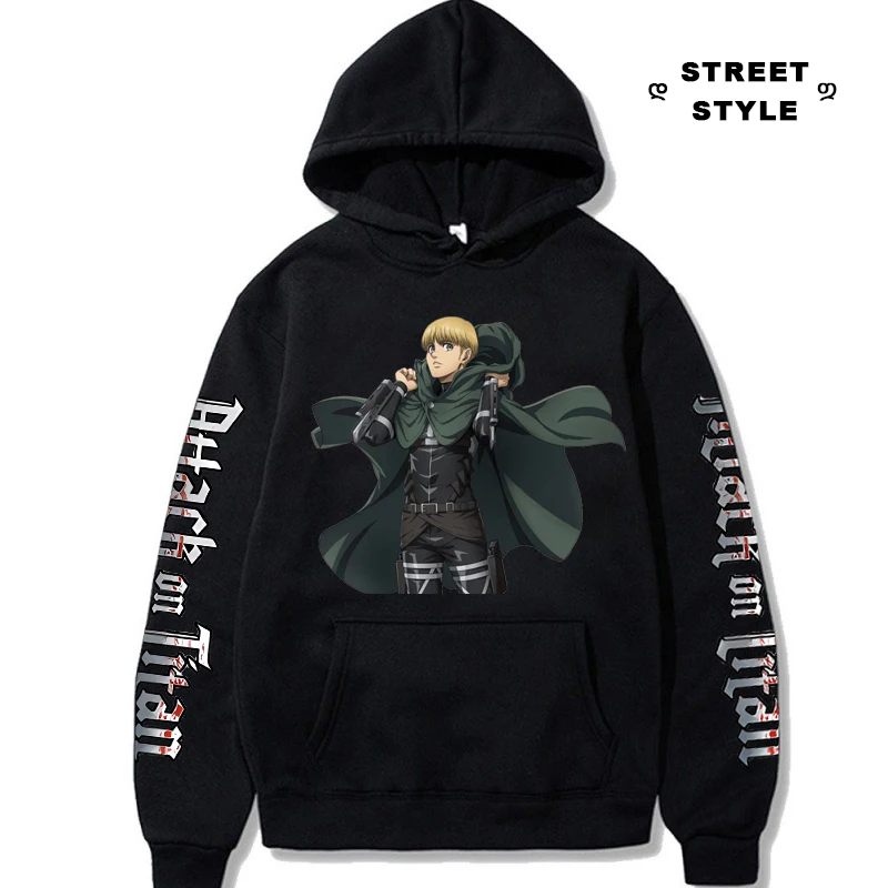 

Men's Attack on Titan Anime Hoodies Armin Arlert Printed Sweatshirts Women Casual Oversized Pullover Fashion Harajuku Streetwear