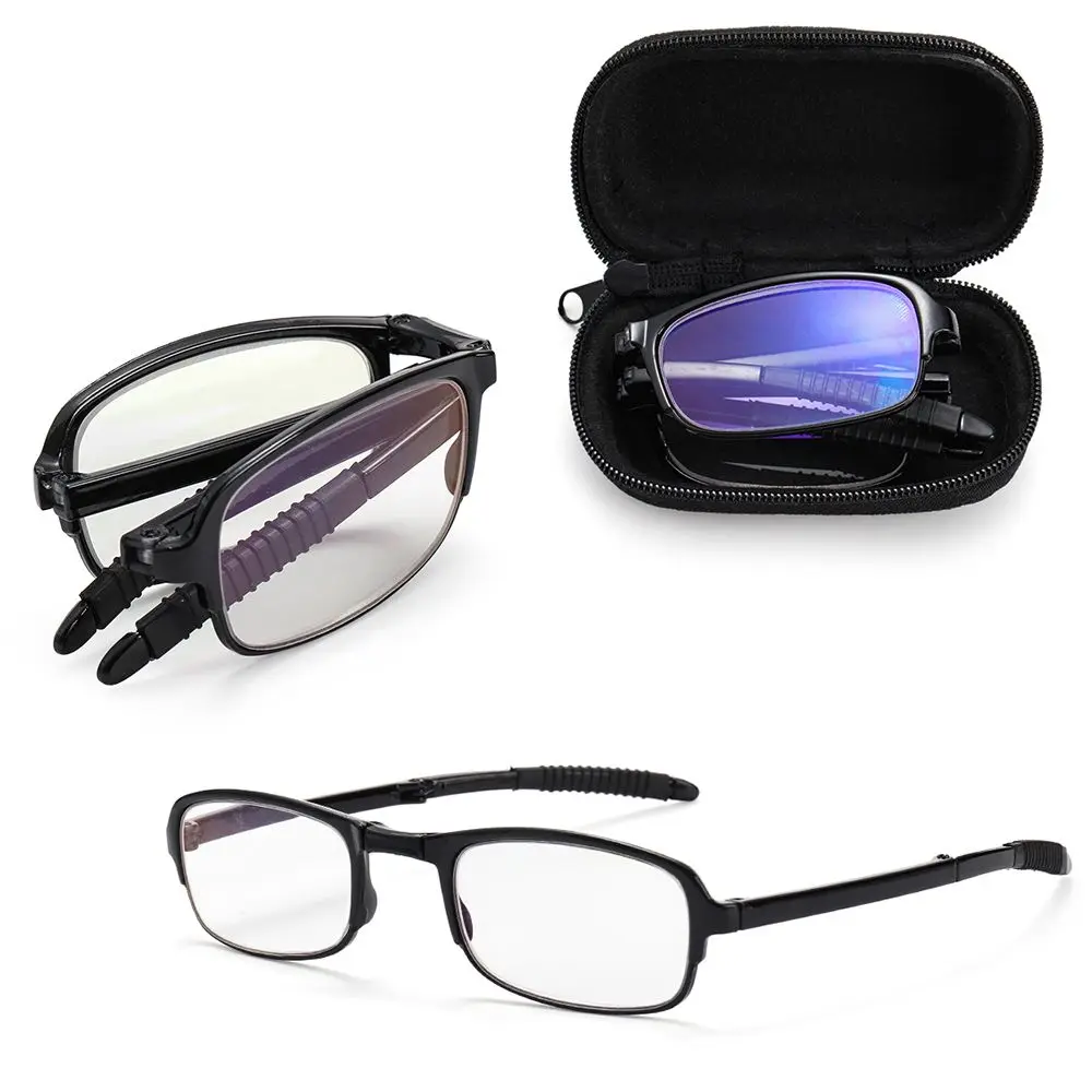 

Модные складные очки для чтения с молнией, футляр для очков, унисекс, портативные складные легкие очки для дальнозоркости с защитой от синего света