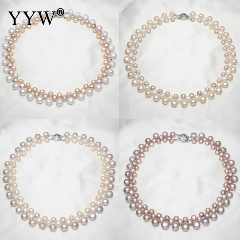 

Real Natural Baroque Freshwater Pearl Choker Necklace Luxury AAA Grade High Quality 6-7mm Jewelry Necklace for Women Girl Gift