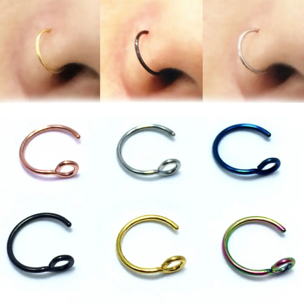 

5pcs/Lot 6colors Simple Clip On Ear Women Men Nose Ring Fake Piercings Tragus Earrings Faux Nose Ring