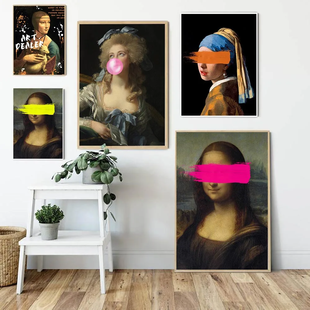 

Classical European Splash Oil Face Woman Curtain Canvas Fun Paintings Wall Abstract Wall Art Prints Posters Pictures Home Decor