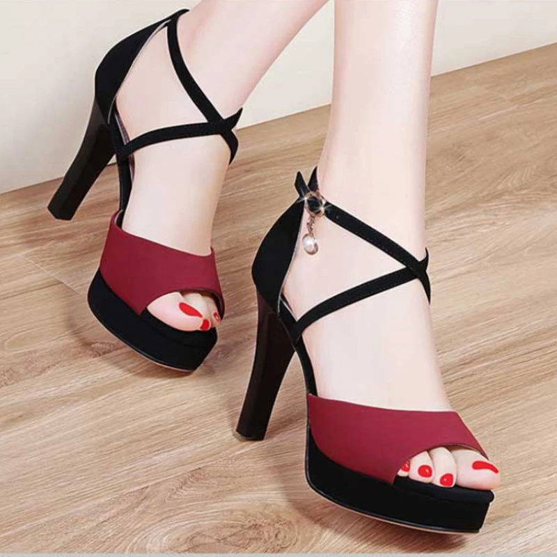 BCEBYL Summer New Casual Fashion Stiletto Heel Open Toe Buckle Solid Color Comfortable Sexy Banquet Women's Shoes 36 Sc2e6d252a39a4b95a0621935c8f4ca7cJ