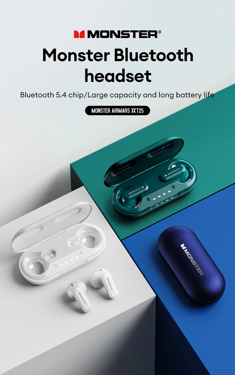 Monster Airmars XKT25 Sensitive Microphone Earbuds IPX5 HIFI Stereo Long Endurance Earphones Wireless Bluetooth V5.4 Headset Monster Airmars XKT25 Sensitive Microphone Earbuds IPX5 HIFI Stereo Long Endurance Earphones Wireless Bluetooth V5.4 Headset