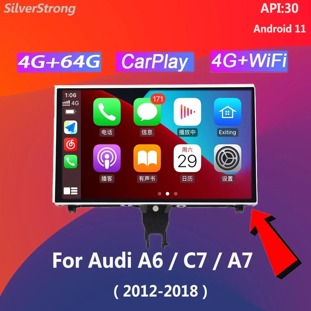 

9" CarPlay Android 12 Autoradio GPS Audio Car Multimedia Player For Audi A6/A7/C7 2012-2018 4GB 64GB Navigation GPS Screen Wifi