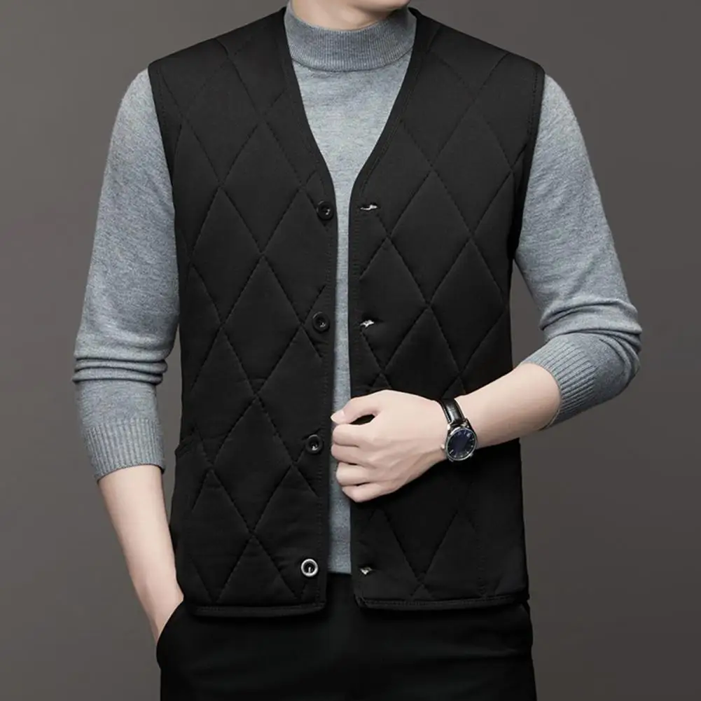 Warm Plush Lining Coat Men's Single-breasted Padded Solid Color Vest Plus Size Warm Thick Cardigan for Fall Winter Mid Length
Warm Plush Lining Coat Men's Single-breasted Padded Solid Color Vest Plus Size Warm Thick Cardigan for Fall Winter Mid Length