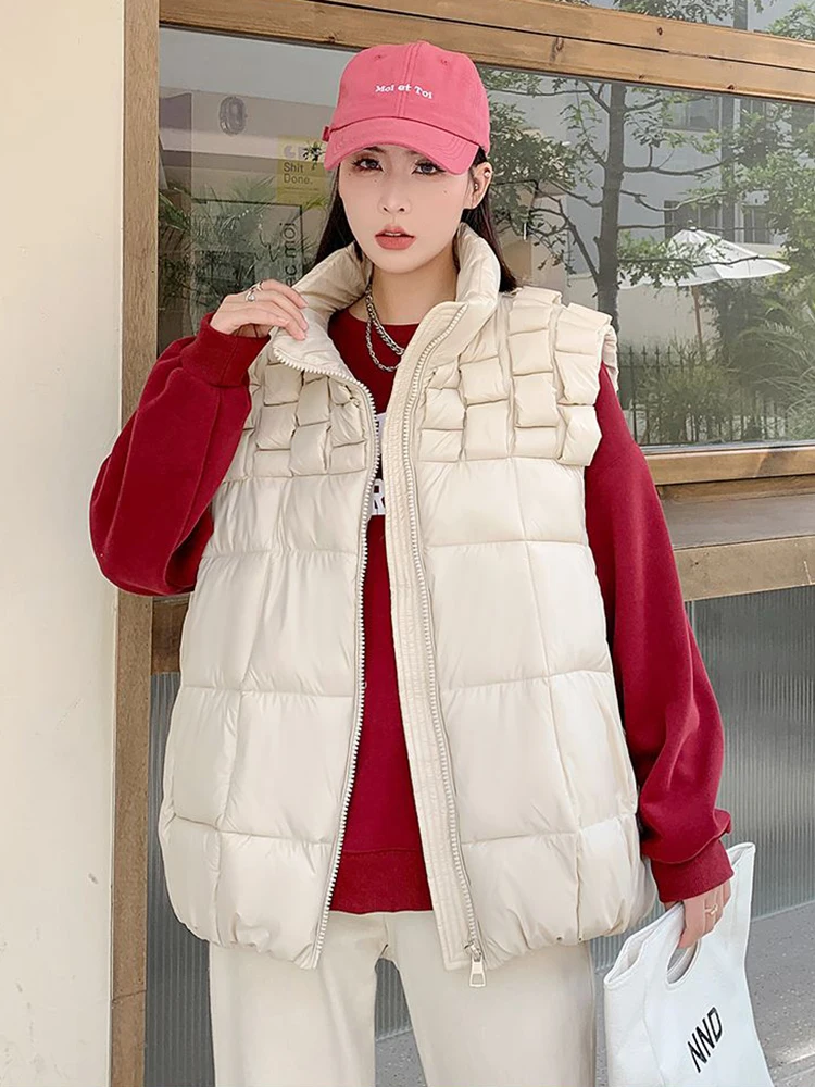 Autumn Winter Down Cotton Vest Loose Standing Collar Warm Tank Jacket Streetwear Casual Vest 2024 Women Outerwear
Autumn Winter Down Cotton Vest Loose Standing Collar Warm Tank Jacket Streetwear Casual Vest 2024 Women Outerwear