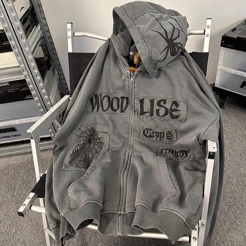 American retro oversize suede upscale spider hoodie zippered sweater loose men's and women's outerwear street top hoodies y2k
American retro oversize suede upscale spider hoodie zippered sweater loose men's and women's outerwear street top hoodies y2k