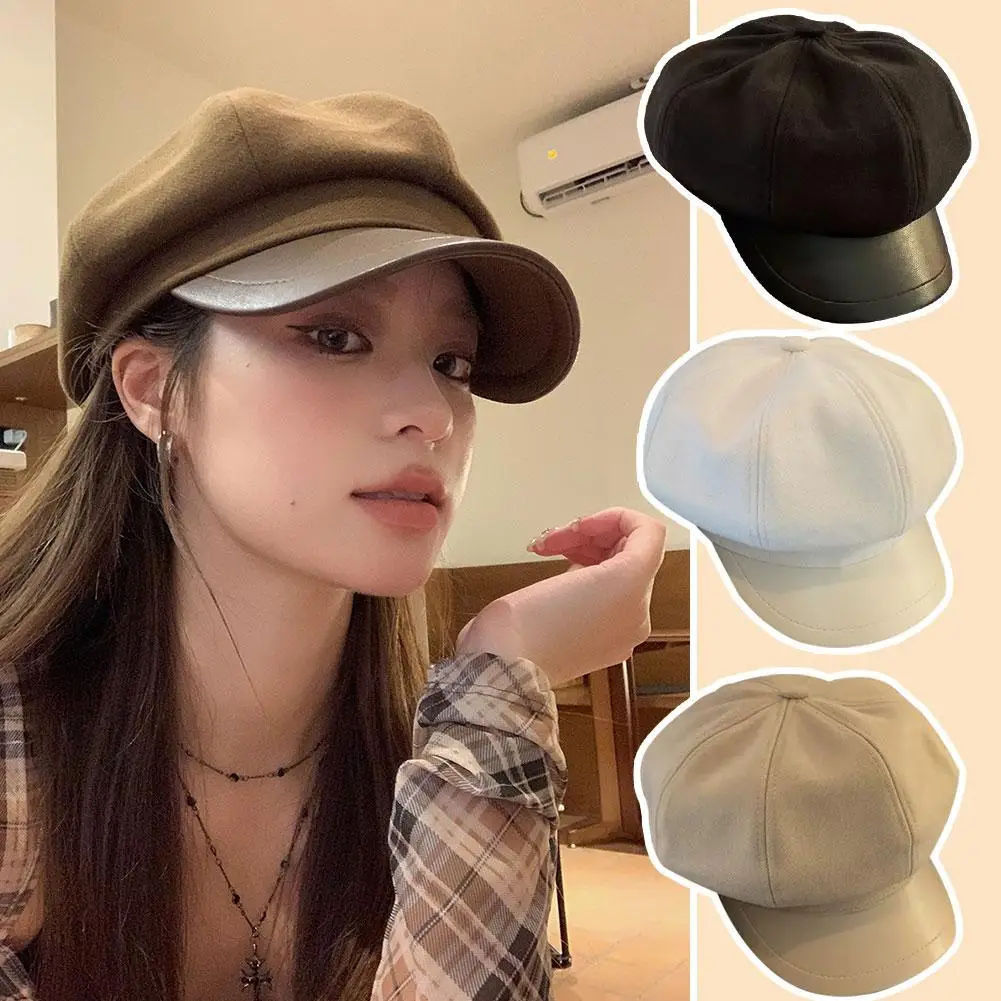 

Japanese Versatile Beret Female Autumn Show Small Face Artist Retro Newspaper Literary British Leisure Street Boy Hat J6T0