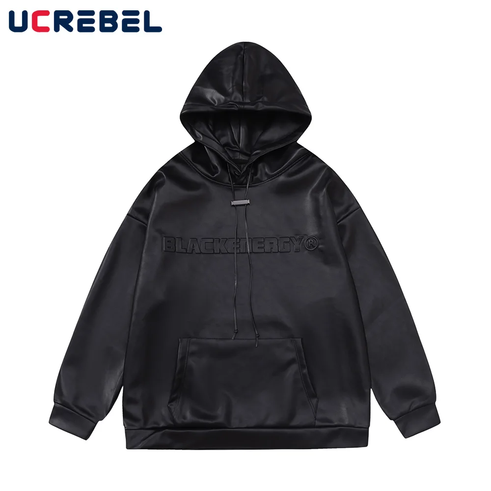 Streetwear Letter PU Hooded Leather Jacket Mens Autumn Solid Color Loose Pocket Long Sleeve Outerwear Men
Streetwear Letter PU Hooded Leather Jacket Mens Autumn Solid Color Loose Pocket Long Sleeve Outerwear Men