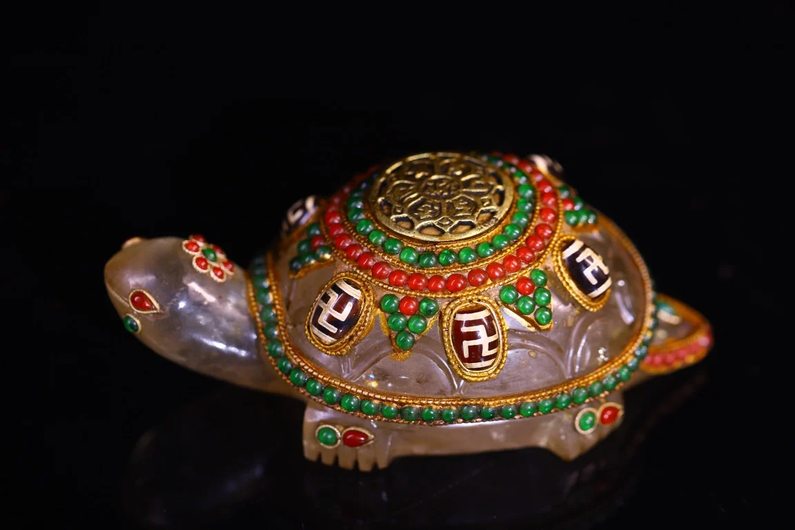 6”Tibetan Temple Collection Old Natural Crystal Mosaic Gem gZi Beads Six Word Proverbs Turtle Statue Pendant Worship Hall
6”Tibetan Temple Collection Old Natural Crystal Mosaic Gem gZi Beads Six Word Proverbs Turtle Statue Pendant Worship Hall