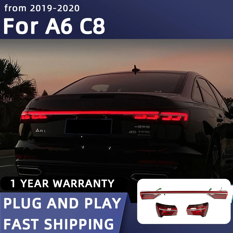 

Car Styling Taillights for Audi A6 C8 Upgrade to A8 Type LED Tail Light 2019-2020 Tail Lamp DRL Rear Turn Signal Automotive Acce