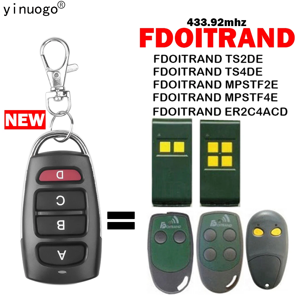 

Remote Control Door Opener FDOITRAND TS2DE TS4DE MPSTF2E MPSTF4E ER2C4ACD Garage Remote Control 433mhz Fixed Code Clone Command