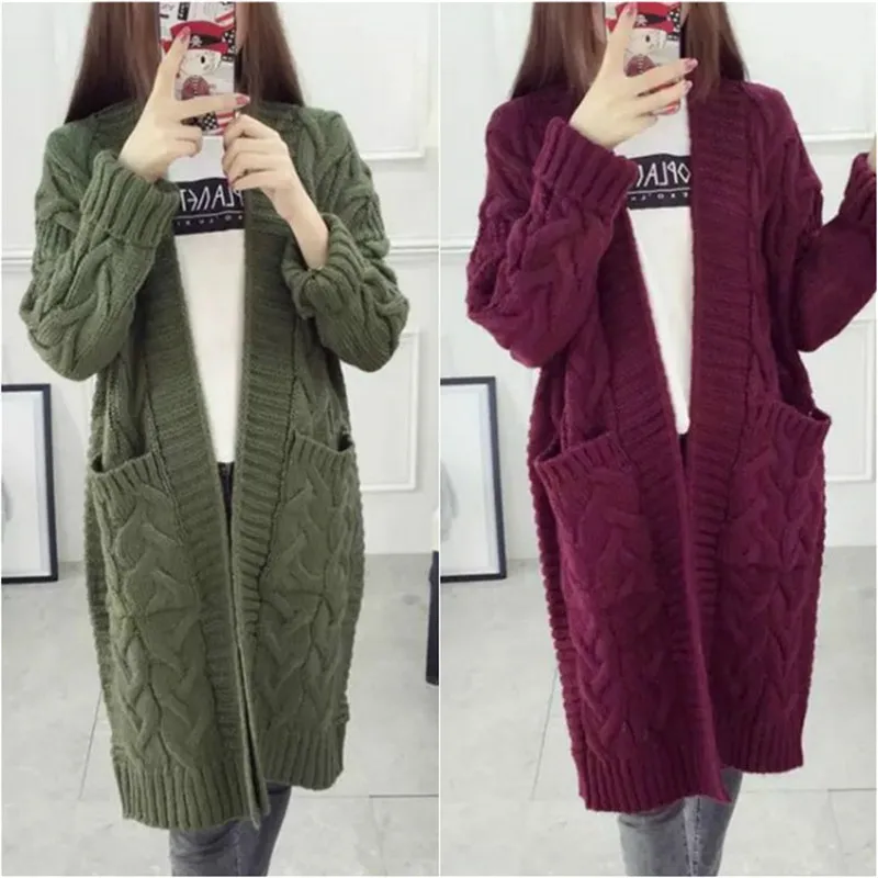 Spring Women Sweater Knitted Cardigan V-Neck Twist Jacket Long Big Pockets Knitwear Harajuku Loose Warm Coat Female Clothes
Spring Women Sweater Knitted Cardigan V-Neck Twist Jacket Long Big Pockets Knitwear Harajuku Loose Warm Coat Female Clothes