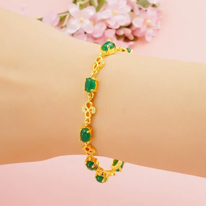 Imitation Color Treasure Crystal 24K Gold Plated Zircon Bracelet Women's Fashion Simple Yellow Gold Hand String Women's Gift
Imitation Color Treasure Crystal 24K Gold Plated Zircon Bracelet Women's Fashion Simple Yellow Gold Hand String Women's Gift