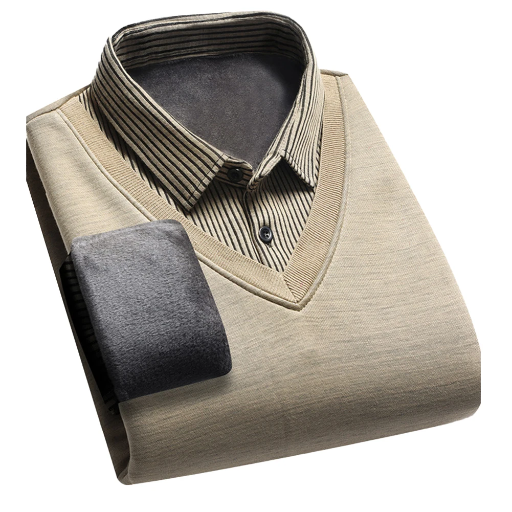 Fashion Men Knitted Sweaters Pullovers Tops Solid Color Casual Winter Warm Fleece Fake Two Pieces Male Sweater Jumper
Fashion Men Knitted Sweaters Pullovers Tops Solid Color Casual Winter Warm Fleece Fake Two Pieces Male Sweater Jumper