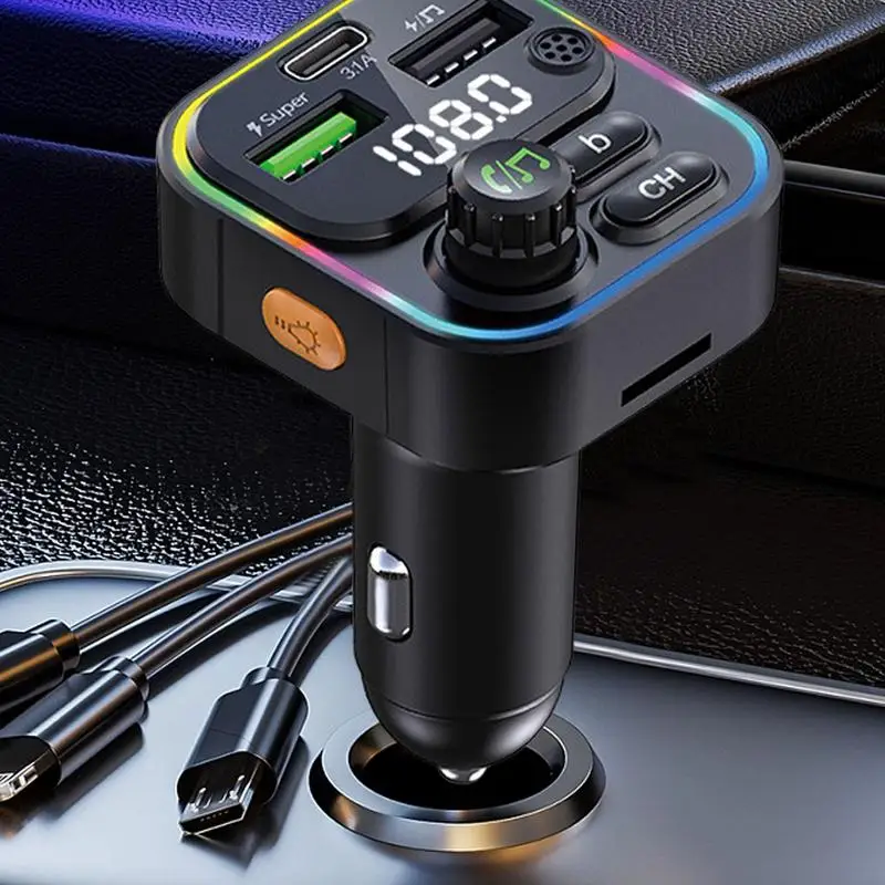 Беспроводной автомобильный FM-приемник, универсальный автомобильный адаптер для быстрой зарядки телефона, свободные руки, FM-передатчик для звонков, для планшетов 
Беспроводной автомобильный FM-приемник, универсальный автомобильный адаптер для быстрой зарядки телефона, свободные руки, FM-передатчик для звонков, для планшетов