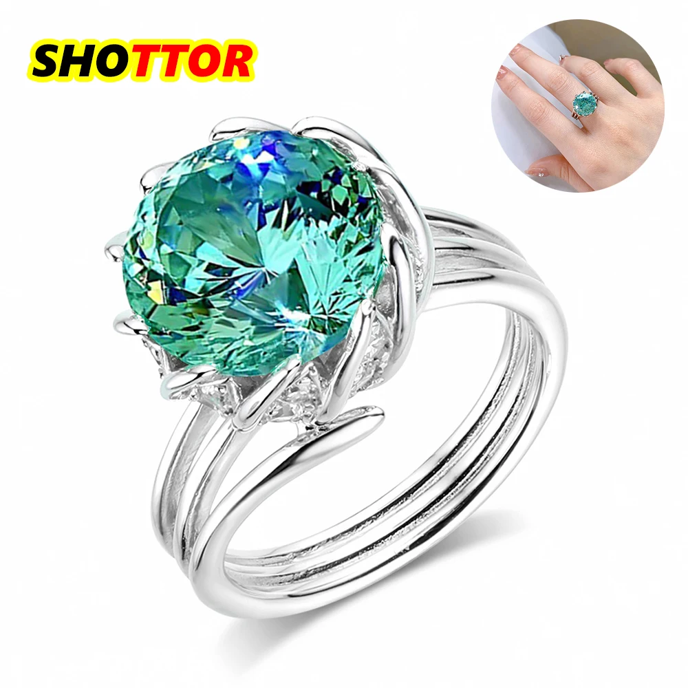 SHOTTOR Real 5ct Lotus Green Moissanite Ring S925 Sterling Silver Jewelry Anemone Ring For Rich Women Anniversary Fine Gift
SHOTTOR Real 5ct Lotus Green Moissanite Ring S925 Sterling Silver Jewelry Anemone Ring For Rich Women Anniversary Fine Gift