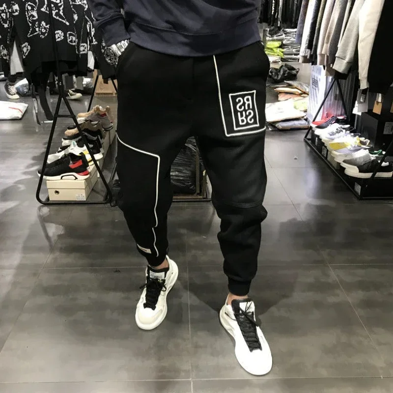 

Trousers Man Harem Fleece-lined Black Cargo Pants for Men Cheap Luxury Nylon Emo Regular Fit Baggy Y2k Loose Large Size Techwear