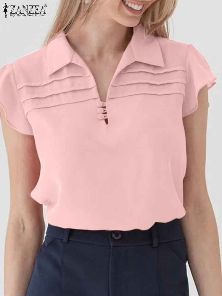 ZANZEA 2024 Spring Chiffon Tops Women Elegant Cap Sleeve Shirt Office V-neck Buttons Blouse Fashion Solid Casual Loose Tunic
ZANZEA 2024 Spring Chiffon Tops Women Elegant Cap Sleeve Shirt Office V-neck Buttons Blouse Fashion Solid Casual Loose Tunic