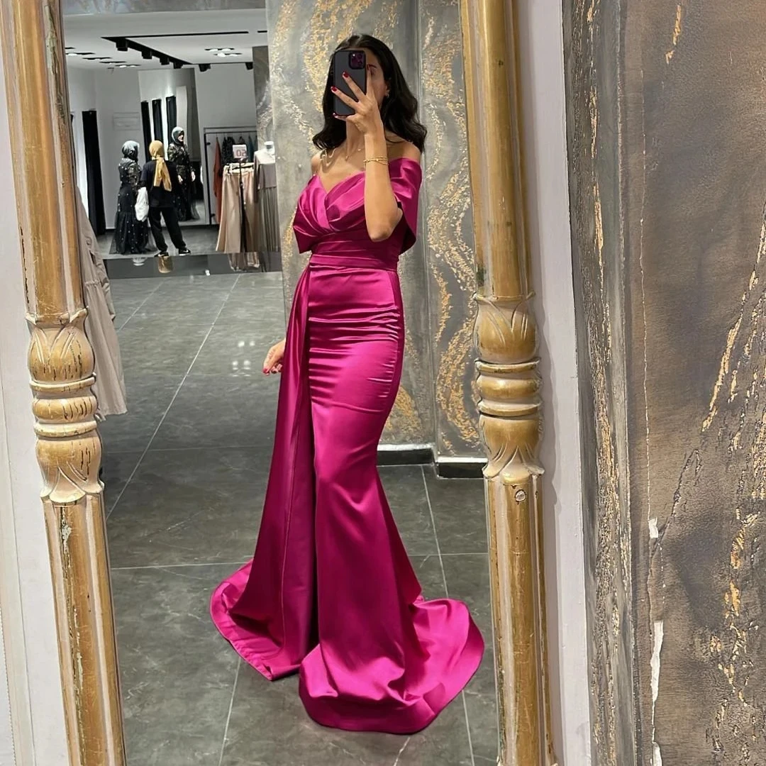 Fuchsia Prom Dresses Off The Shoulder Mermaid Evening Cocktail Party Prom Gowns Simple High Split Floor Length Plus Size
Fuchsia Prom Dresses Off The Shoulder Mermaid Evening Cocktail Party Prom Gowns Simple High Split Floor Length Plus Size