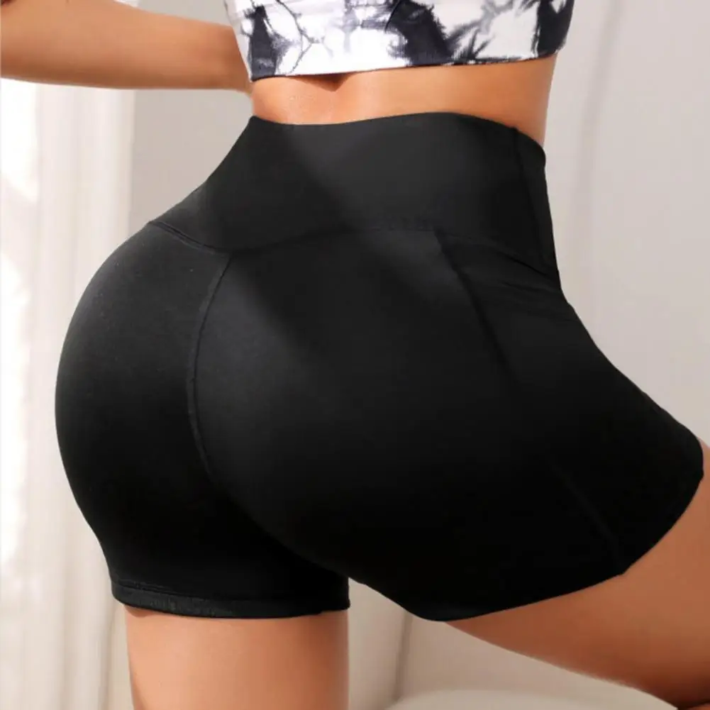 

Curve-hugging Women Shorts High Waist Compression Women Sports Shorts with Phone Pockets for Gym Exercise Yoga Tight Stretchy