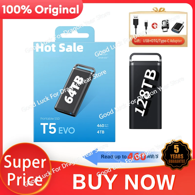 100% Original T5 EVO SSD External Solid State Disk 128TB 4TB 2TB 64TB 8TB High Speed USB 3.2 Gen1 Portable For Laptop Desktop PC 
100% Original T5 EVO SSD External Solid State Disk 128TB 4TB 2TB 64TB 8TB High Speed USB 3.2 Gen1 Portable For Laptop Desktop PC