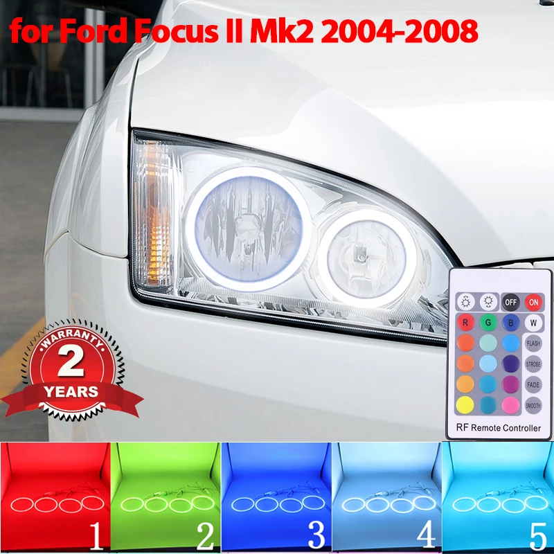 

LED Angel Eyes Kit Halo Ring Headlight Lamps For Ford Focus II Mk2 2004-2008 Ultra Bright Refit RGB multi-color Remote Control