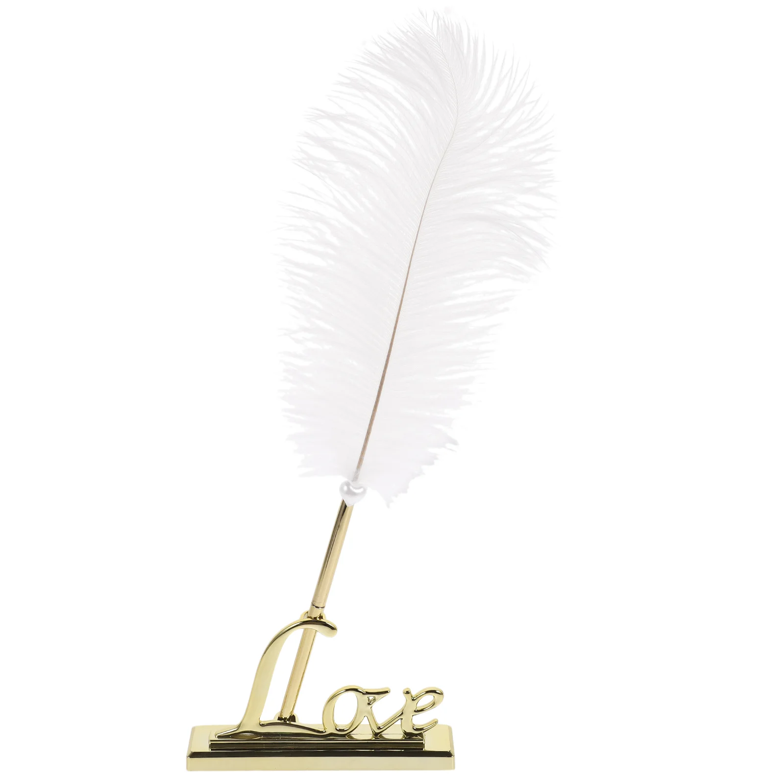 White Feather Signing Pen With Gold Plated Metal Love Holder For Wedding Guest Book Meeting Office Present Events Table Decor
White Feather Signing Pen With Gold Plated Metal Love Holder For Wedding Guest Book Meeting Office Present Events Table Decor