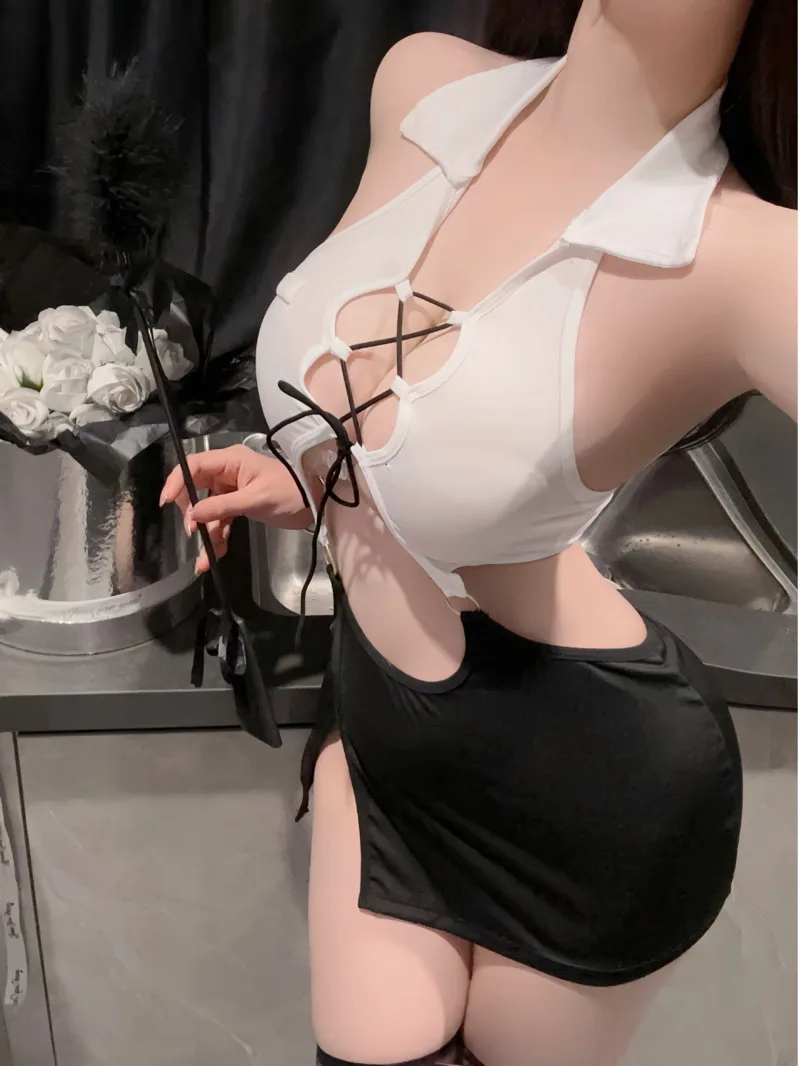 

Sexy Lingerie Secretary Bag Buttocks Role-playing Mature Charm Elegant Gentle Nightclub Split Body Uniform Seductive Dress DESH