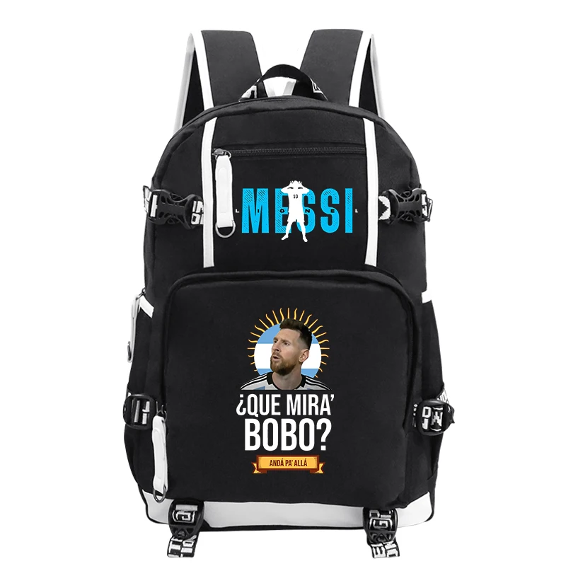 

Месси, Детский рюкзак с принтом, Студенческая школьная сумка для студентов, Молодежная уличная дорожная сумка с usb-разъемом