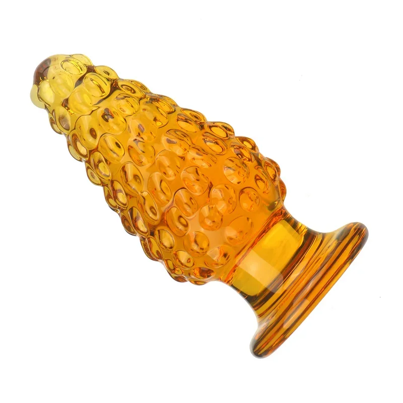 Godemichet Anal en Verre 7.0, Cadeau de Noël, Point G, Jaune Mât, Transparent, Élégant, Canne de Bonbon, Décorations de Noël, Cul 3