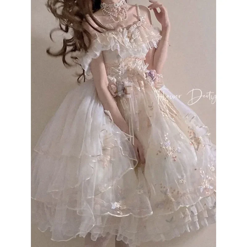 

Flower God Flora Lolita Dress elegant embroidered summer Lolita flower wedding dress gorgeous sweet JSK princess party dress