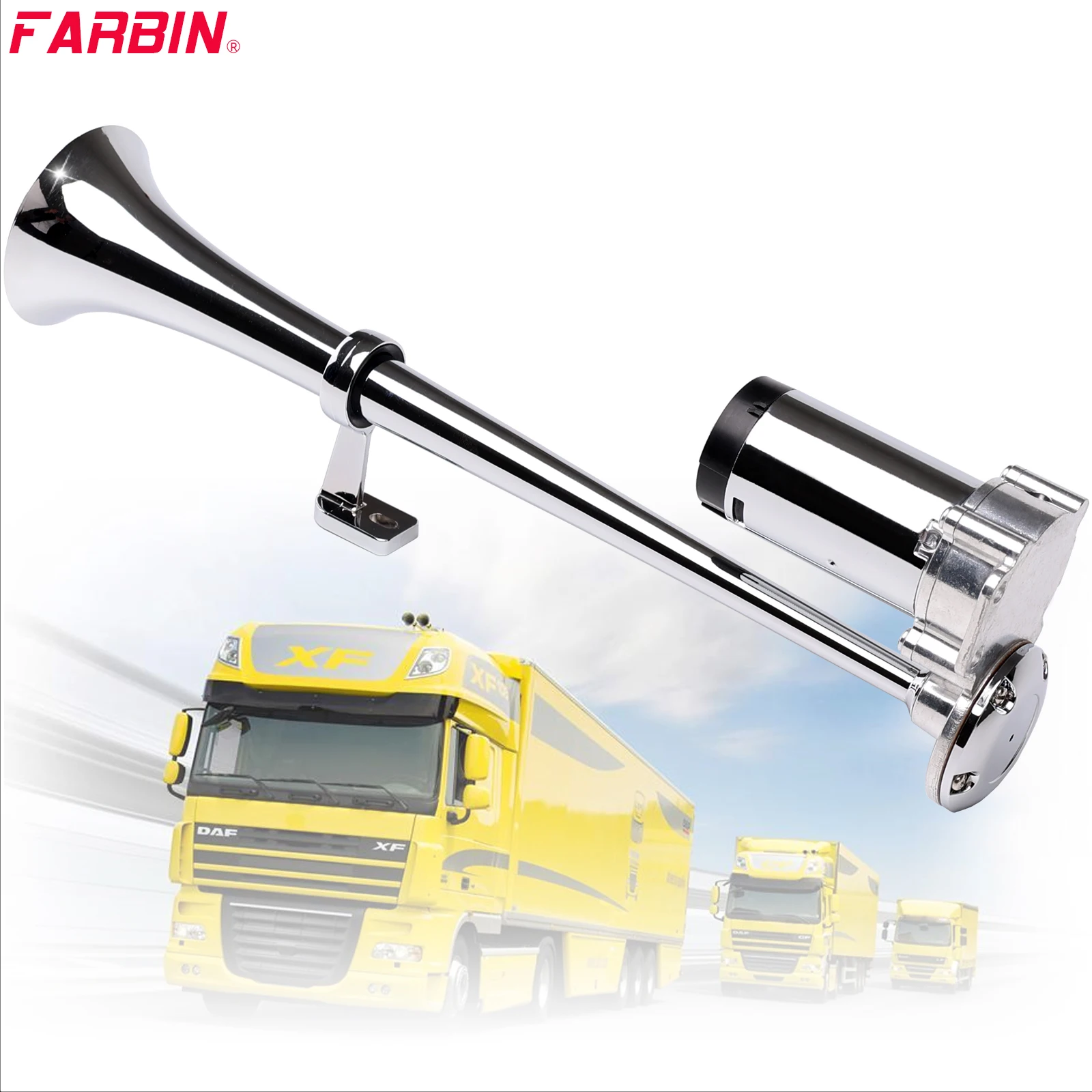 FARBIN 12V 130DB Super Loud Air Horn Chrome Zinc Single Trumpet Air Horn With Compressor Relay Harness For Car Truck Accessory
FARBIN 12V 130DB Super Loud Air Horn Chrome Zinc Single Trumpet Air Horn With Compressor Relay Harness For Car Truck Accessory