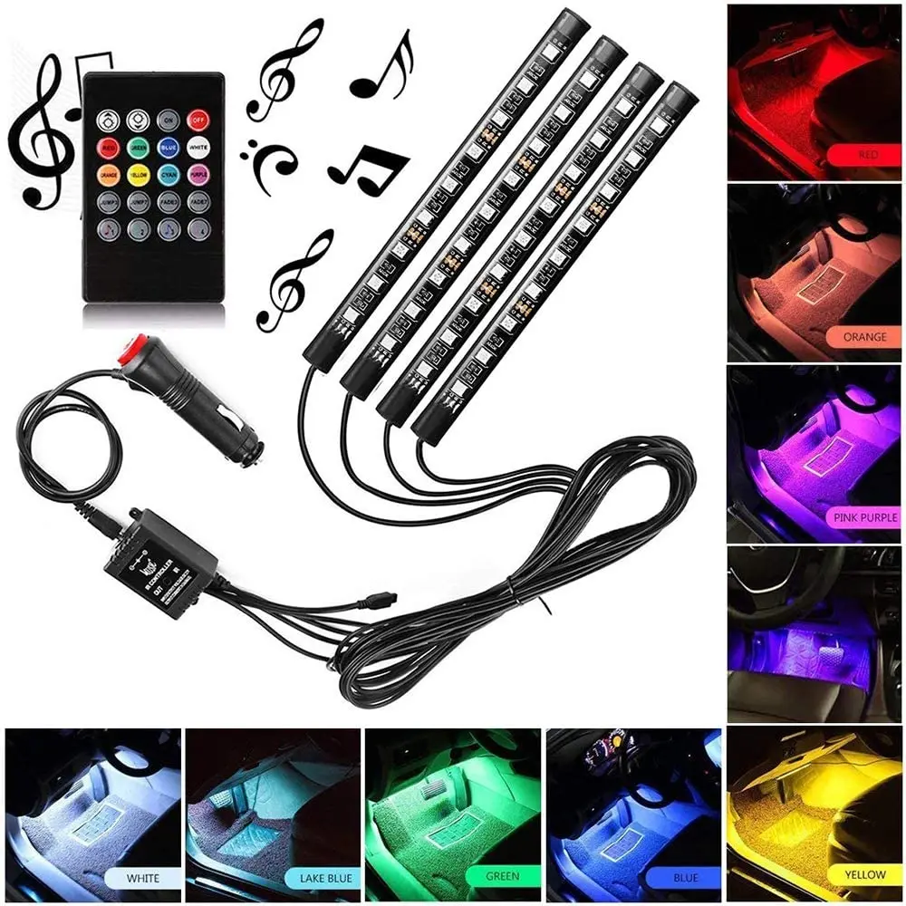 12V RGB Car Interior Lights LED Foot Ambient USB Remote Control Cigarette Lighter Atmosphere Led Lights for Vehicle 7 Colors
12V RGB Car Interior Lights LED Foot Ambient USB Remote Control Cigarette Lighter Atmosphere Led Lights for Vehicle 7 Colors