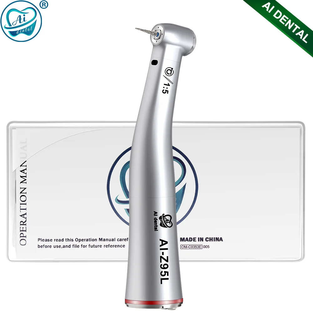 

AI-Z95L Stainless Steel 1:5 Fiber Optic Electric Motor Contra Angle Low Speed Handpiece Dental Chair Tooth Equipment