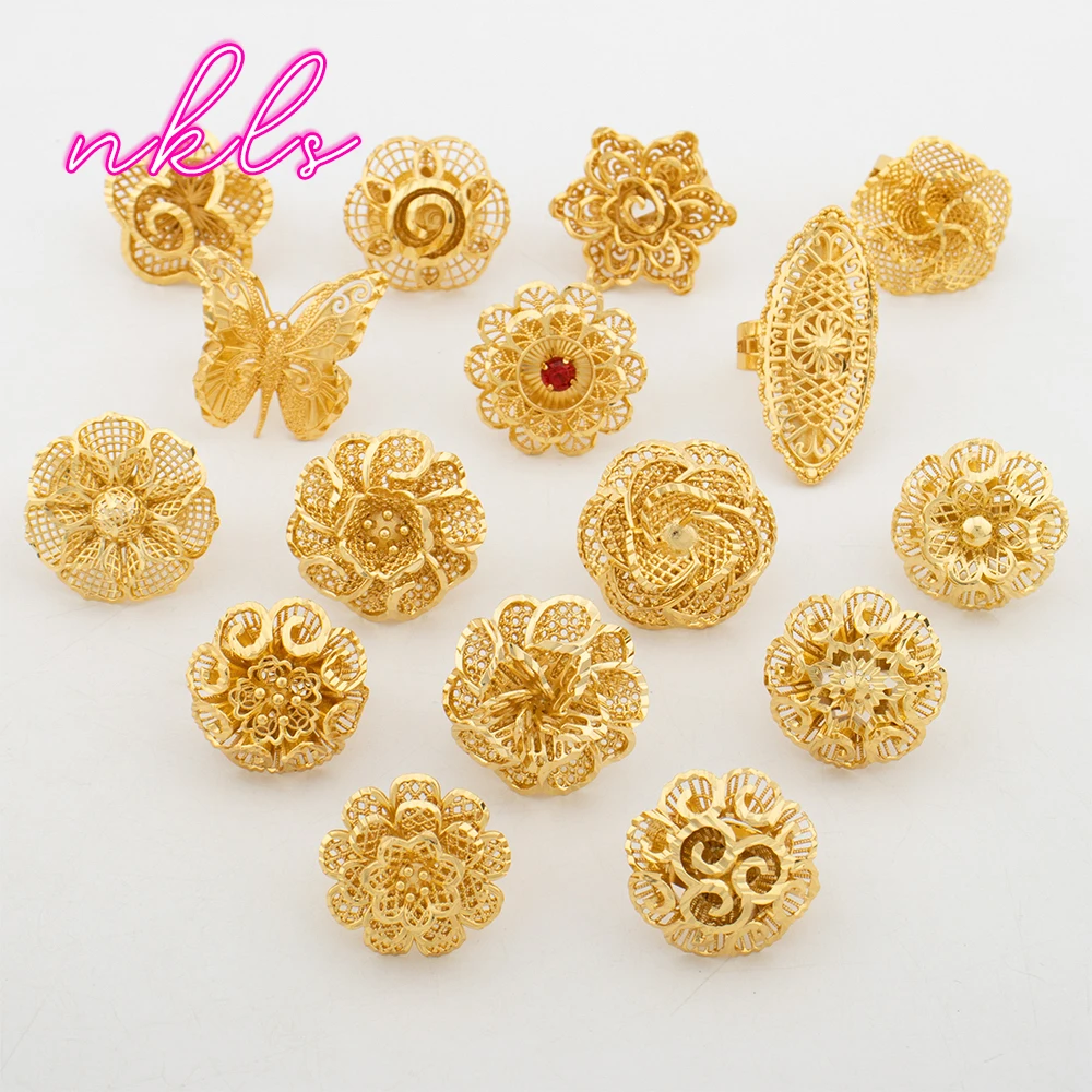 Luxury Gold Color Flower Rings Fashion Large Women Rings 18K Gold Plated Jewelry Dubai African Ethiopian Wedding Party Gifts
Luxury Gold Color Flower Rings Fashion Large Women Rings 18K Gold Plated Jewelry Dubai African Ethiopian Wedding Party Gifts