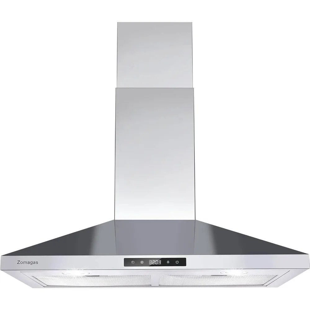 

inch Stainless Steel, Wall Mount Stove Hood Ducted/Ductless Convertible with 3 Speed Kitchen Vent Hood