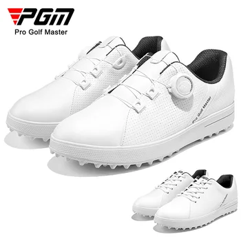 Homens Avançados: Eleve Seu Jogo com os Sapatos de Golfe Profissionais 10 PGM Women's Golf Shoes Casual Sport Lady Sneakers Quick Lacing Microfiber Waterproof Anti-Slip XZ305 Wholesale
