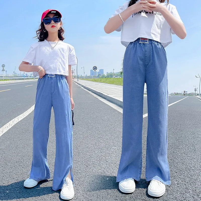 Long Girl Leg Wide Teen With Split Spring Loose Summer Pants Denim Color Solid Children 5-14 Korean Trousers Jeans Clothing Kids
Long Girl Leg Wide Teen With Split Spring Loose Summer Pants Denim Color Solid Children 5-14 Korean Trousers Jeans Clothing Kids