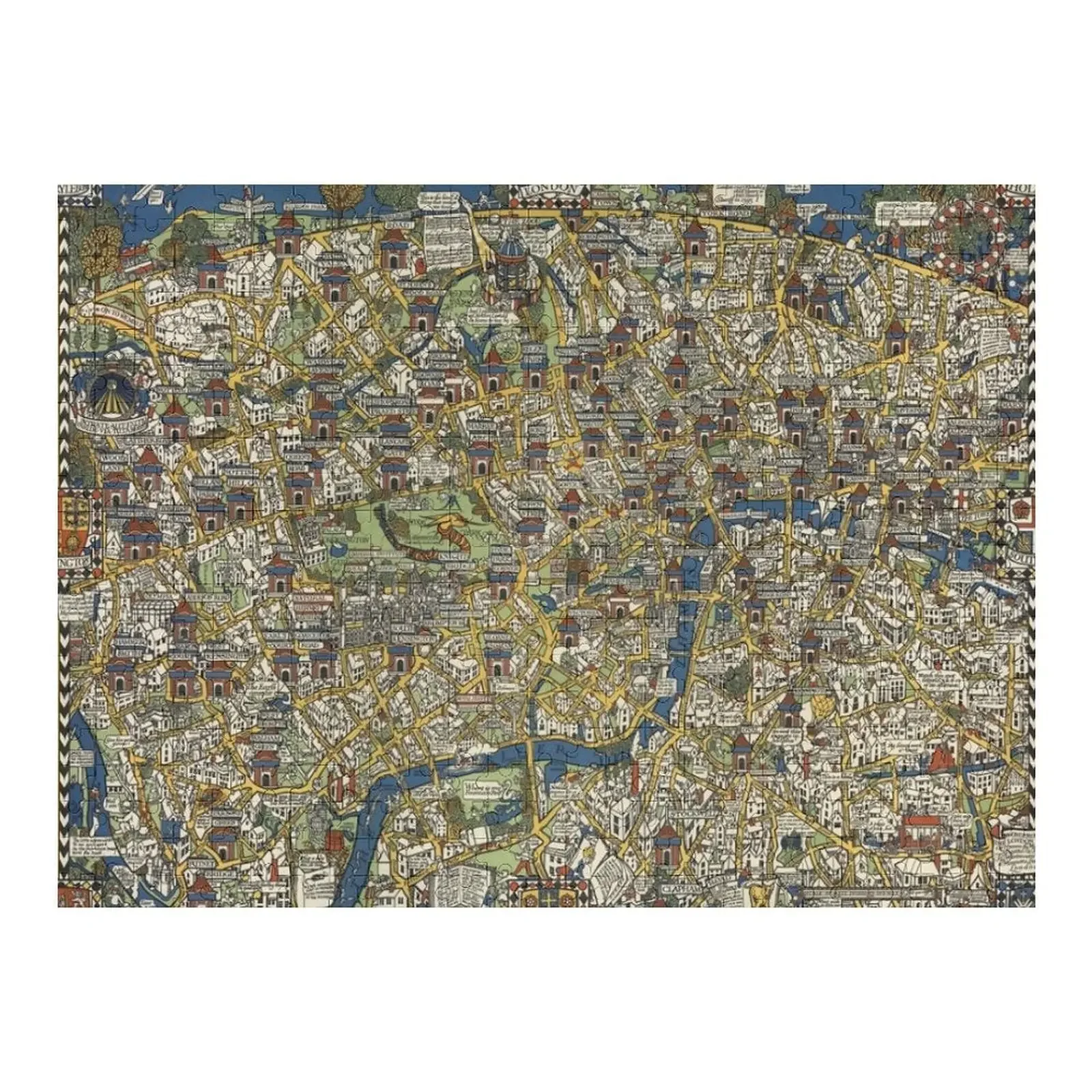 

1927 Vintage Map - The Famous Wonderground Map of London Town Jigsaw Puzzle For Children Wood Adults Puzzle