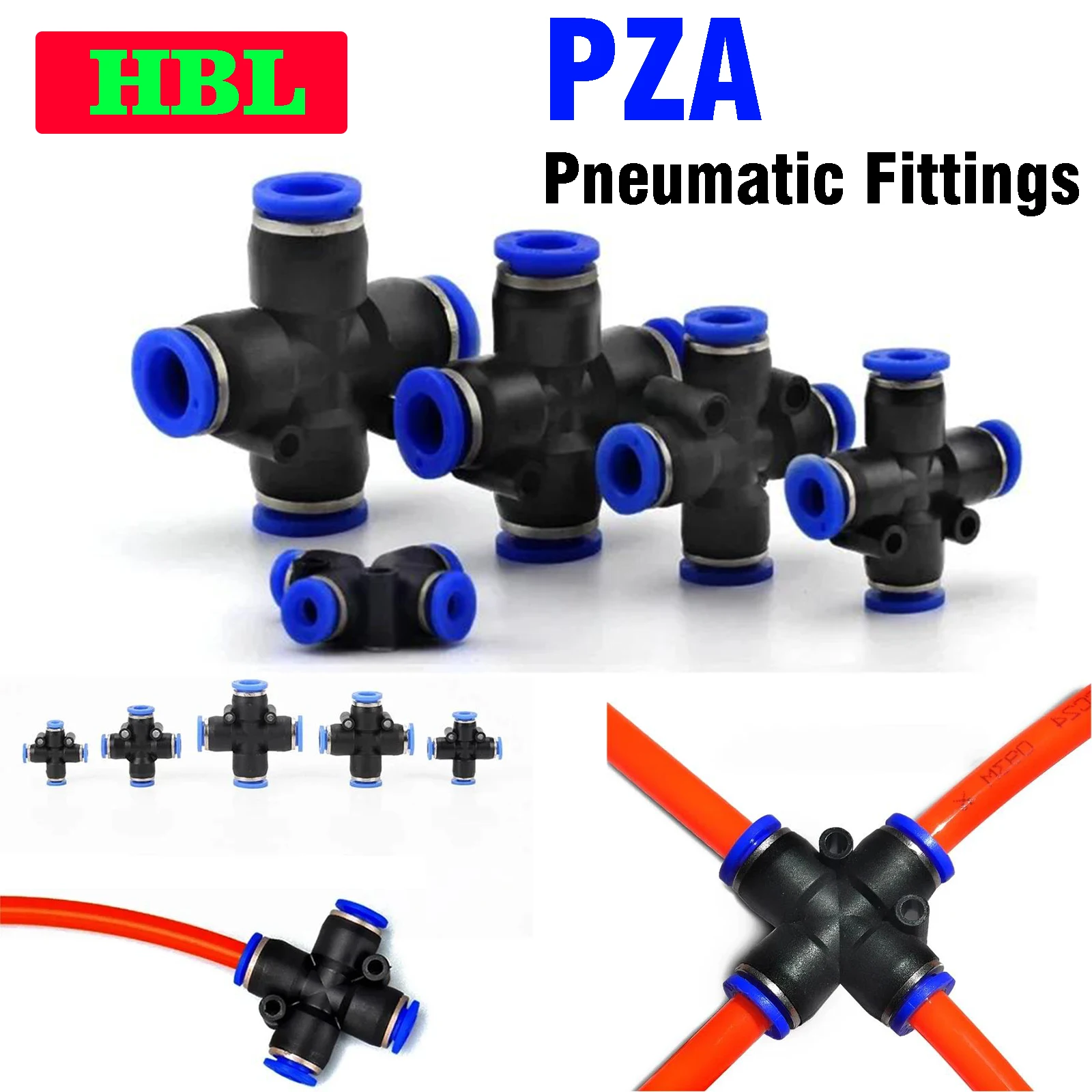 

50/100/500PCS Air Pneumatic Fittings PZA 4mm 6mm 8mm 10mm 12mm Plastic Fitting 4way Hose Quick Release Couplings Connector