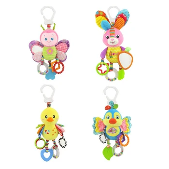 New Baby Animal Rattles Bed Stroller Bell Toys Newborn Grab Ability Training Dolls Educational Plush Infant Toy 0-12 Month